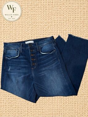 Whetherly Pierce Women’s High Rise Straight Leg Jeans 29 Button Fly Raw Hem